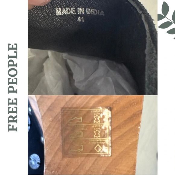 Free People Claudia Wooden Platform Clogs Black Suede Metal Detail Size 41 - Picture 7 of 7